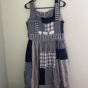 Patchwork square neck babydoll dress